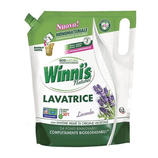 WINNI'S Naturel DETERSIVO BUCATO LAVATRICE LIQUIDO IPOALLERGENICO LAVANDA  1150ml 23Lavaggi